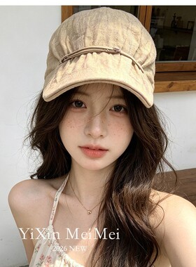 设计师款个性系带亚麻老爹帽女小