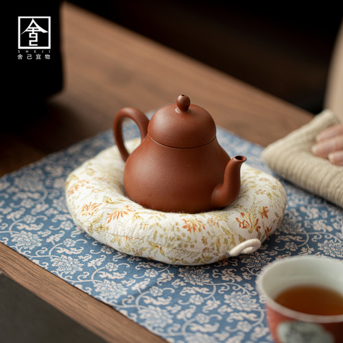 朱泥紫砂思亭壶单壶两茶杯泡茶壶壶承茶巾茶席功夫茶具茶事套组 - 图1