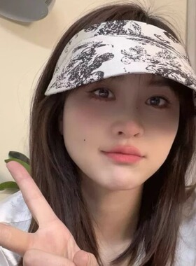 国潮复古印花发箍式贝壳空顶帽女