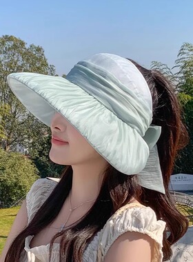 优雅网纱大檐空顶防晒帽轻薄透气