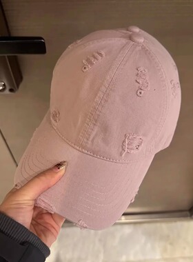 经典简约破洞棒球帽休闲百搭
