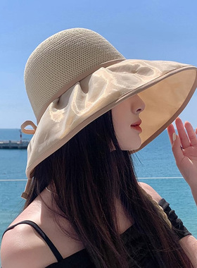 珍珠蝴蝶结海边度假遮阳渔夫帽