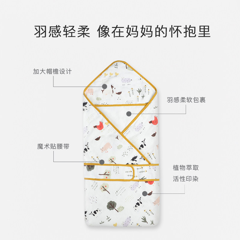 griny夏季纱布纯棉新生儿襁褓抱被 格里尼婴童抱被/抱毯