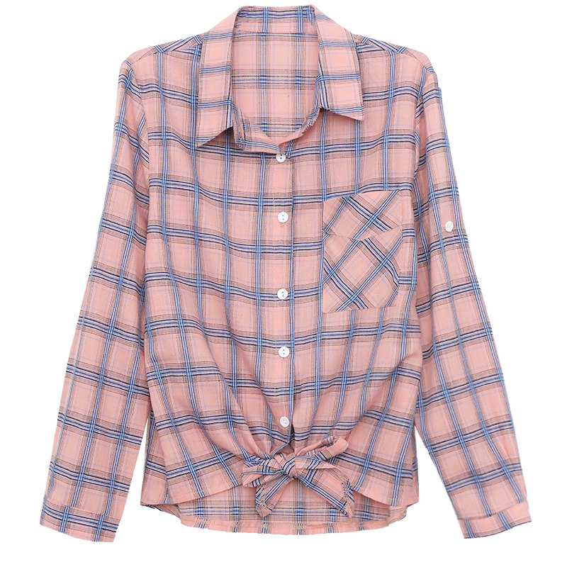 以纯气质长袖格子女装2020早春衬衫 尚吻蔓衬衫
