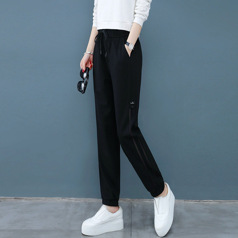 官方旗舰店黑色女显瘦高腰潮工装裤 尚吻蔓休闲裤