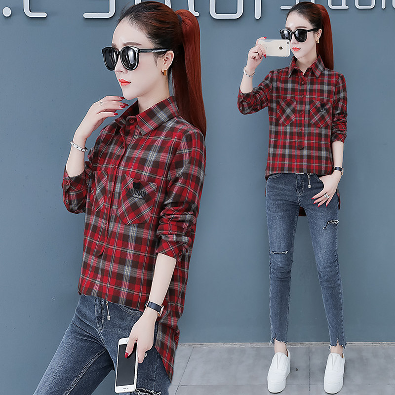 以纯官方旗舰店气质格子女2020衬衫 尚吻蔓衬衫