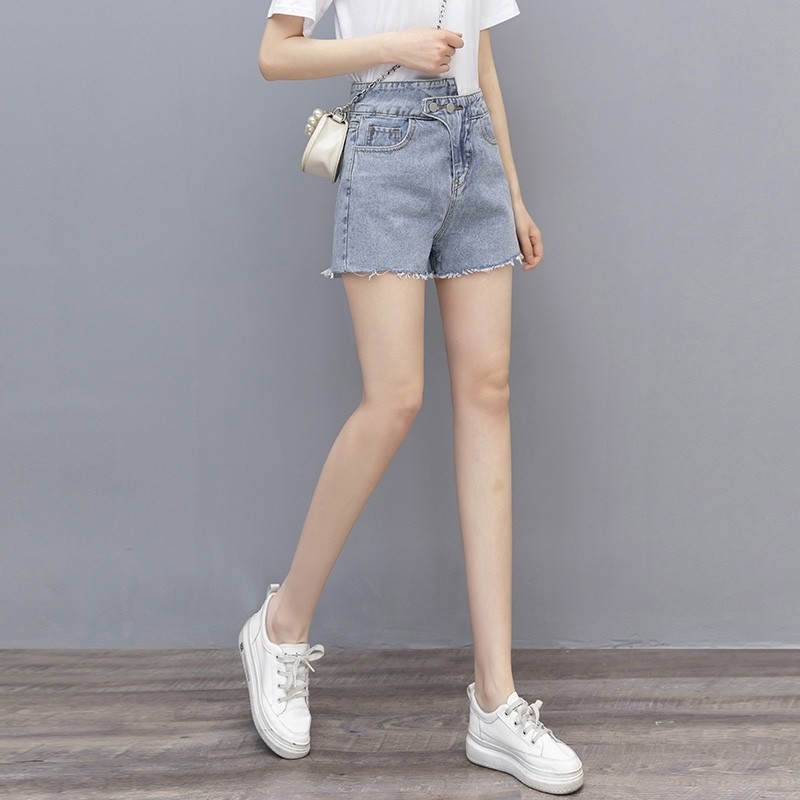 汔丐高腰斜门襟裤直筒宽松的牛仔裤 尚吻蔓牛仔裤