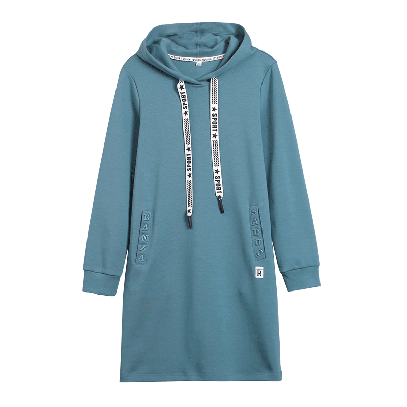 休闲中长款连帽春秋2020以纯卫衣裙 尚吻蔓卫衣/绒衫