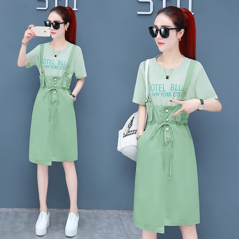 爱依服旗舰店套装女夏装背带裙子 尚吻蔓连衣裙