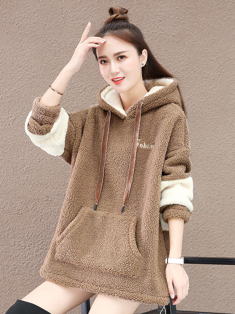 以纯官方旗舰店加绒加厚羊羔毛卫衣 尚吻蔓卫衣/绒衫