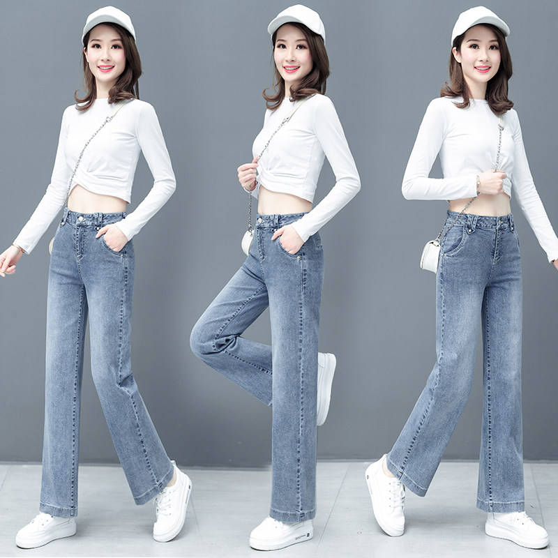 以纯官方旗舰店牛仔阔腿裤长裤子 尚吻蔓牛仔裤