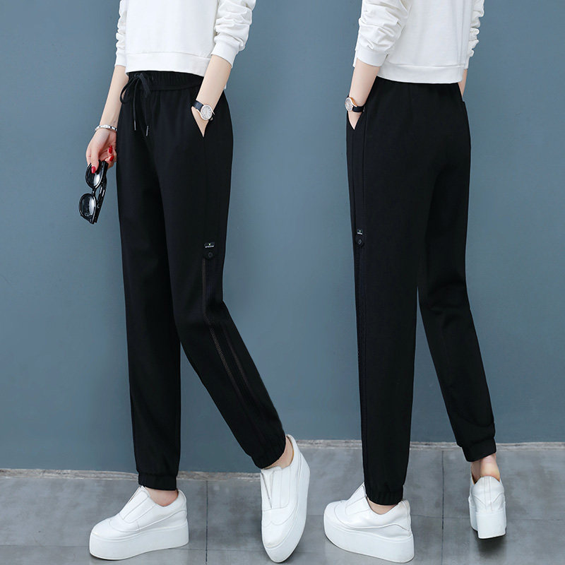 官方旗舰店黑色女显瘦高腰潮工装裤 尚吻蔓休闲裤