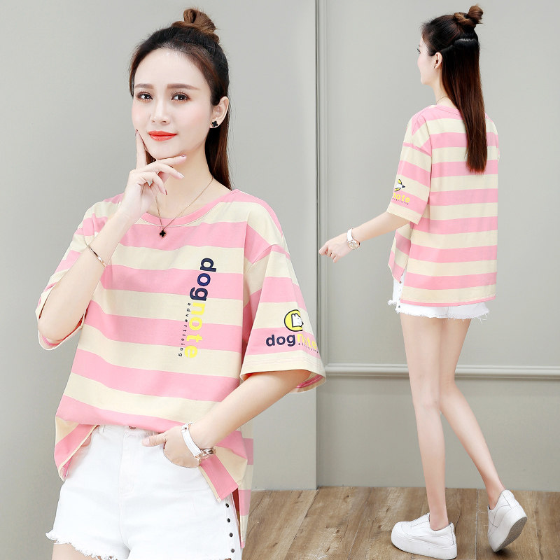 以纯短款休闲条纹2020夏装新款t恤 尚吻蔓T恤