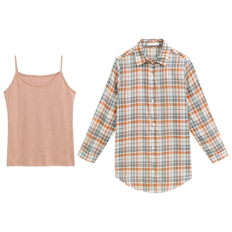 以纯官方旗舰店官网格子女长袖衬衫 尚吻蔓衬衫