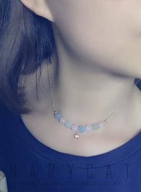 narycat摩根石包金遮疤痕锁骨链