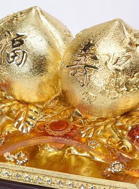 足金金箔寿桃如意摆件送长辈老人生日礼物大寿贺高端纪念退休礼品