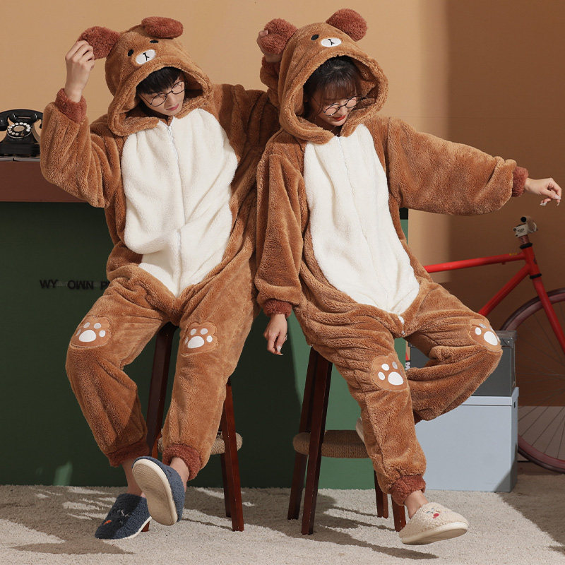 冬季新款法兰绒情侣卡通男士睡袍 纯兰语睡衣/家居服套装