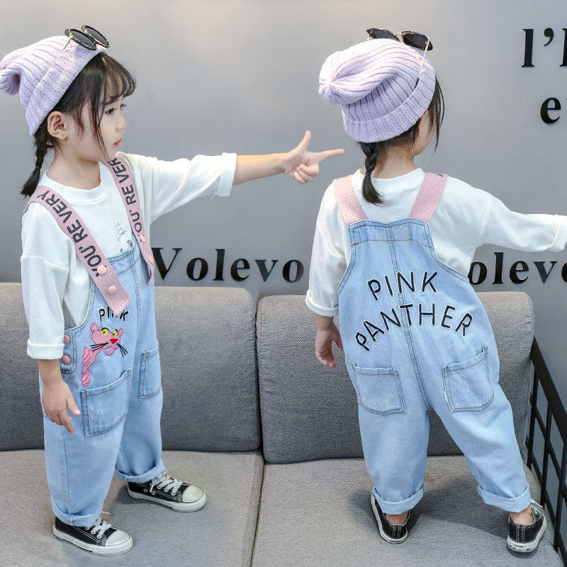 宝宝夏装背带裤春秋款儿童长牛仔裤 绮晗芯休闲运动套装