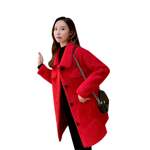 Chic sheep shears loose slimming new jacket for women