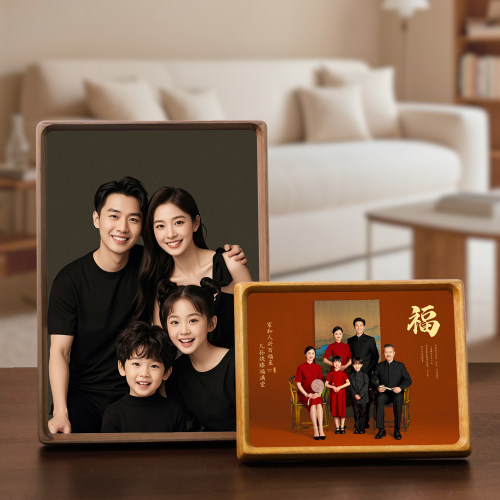 全家福相框洗照片做成相框摆台定制照片婚纱照打印黑胡桃实木空框 - 图0