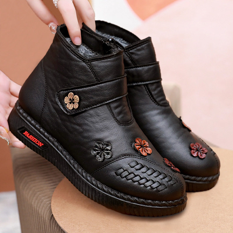 妈妈鞋冬季棉鞋加绒秋冬防滑短靴保暖老人中老年女鞋皮鞋中年冬鞋,淘宝优惠券,粉丝福利购,淘宝优惠卷