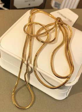 中性风不锈钢长款项链素链