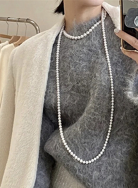 加长经典秋冬多层珍珠项链