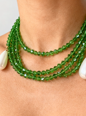 原创流苏珍珠项链女人造水晶新中式国风叠戴秋冬腰链长款毛衣链潮