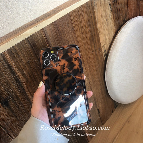 ins复古琥珀豹纹支架适用iPhone17promax手机壳苹果16romax全包15pro防摔14小众设计13promax软壳iPhone Air - 图0
