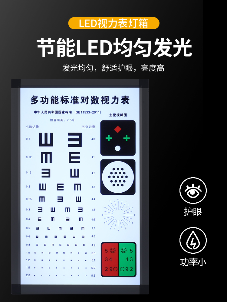 标准对数视力表灯箱led超薄国际标准儿童家用医用幼儿园5米3测试-图2