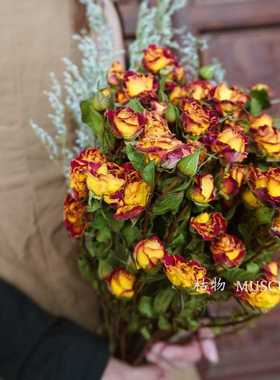 干花花束多头玫瑰风干真花毕业拍照复古客厅装饰摆件天然家居摆设