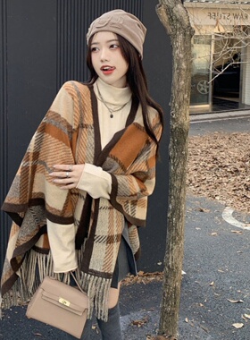连帽披肩旅游时尚百搭斗篷女外搭