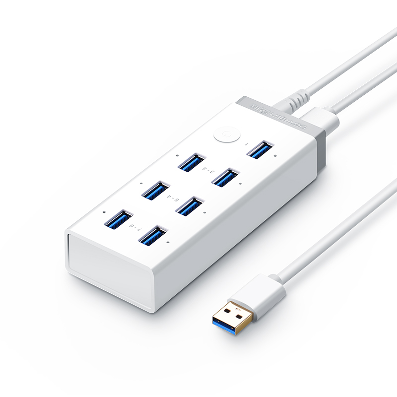 绿联usb3.0扩展器7口高速分线器笔记本电脑多接口外接HUB带电硬盘 - 图0