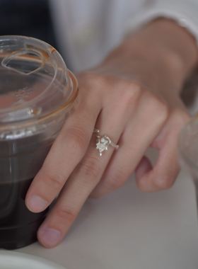 小众设计纯银铃兰花朵戒指素银开口戒夏天女戒小清新文艺定制银饰