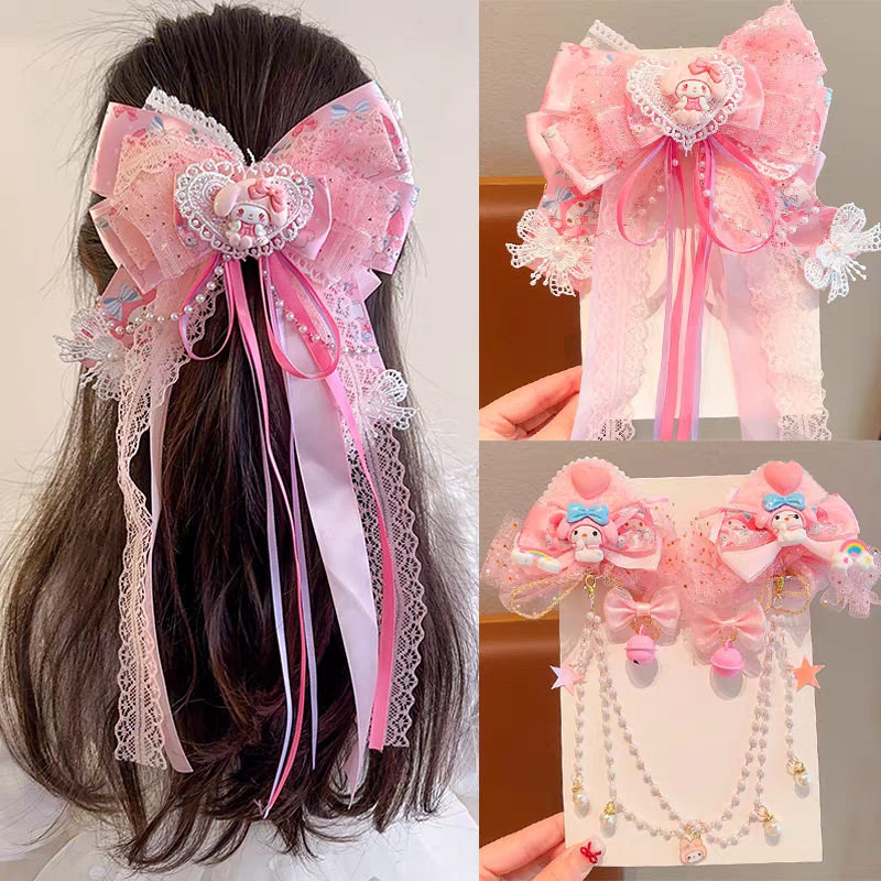 儿童粉色蝴蝶结美乐蒂发夹库洛米长飘带洛丽塔公主头饰小女孩发饰,淘宝优惠券,粉丝福利购,淘宝优惠卷