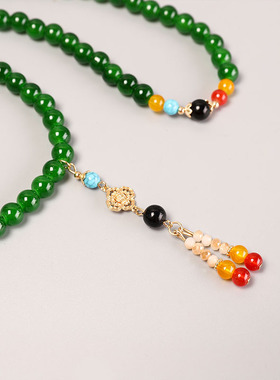 时尚百搭仿翡翠绿高级项链新中式汉服马面裙穿搭日常出游写真拍照