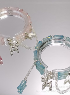 手链学生琉璃水晶中式水墨竹节高升手链百搭可爱气球狗学生手串