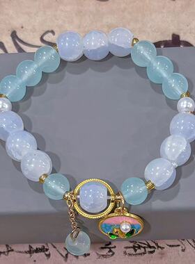 爆花水晶玻璃珠油画手链女孩手链礼物闺蜜学生手串古风手链手饰