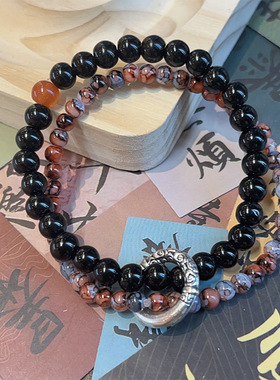 学生手链中式国风平安扣串珠手链琉璃古风手作玻璃珠古风手串女生