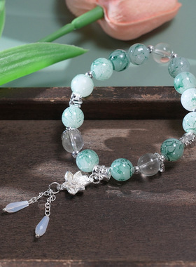 中式学生手链莲花琉璃饰品