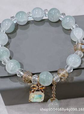 女孩玻璃珠手链水晶流苏手串古风手链彩色爆花水晶流苏手链学生