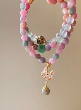 学生琉璃手链新款狐狸面具手链女生双圈手链精致女孩古风流苏手链