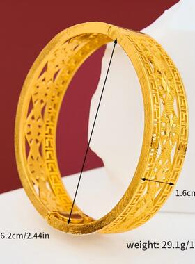婚庆金镯子跨境女士手镯合金镀金镂空雕花图腾新娘手镯金色中式