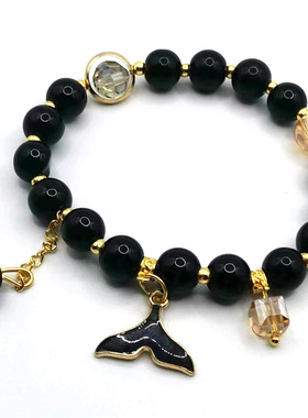 女孩玻璃水晶鱼尾流苏手链 女生古风手链手串 学生串珠手饰手链