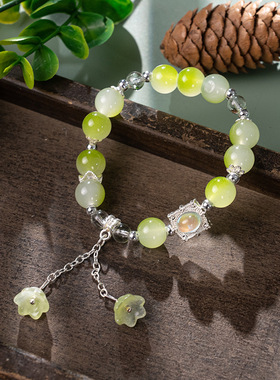 女生琉璃手链方糖宝石手串新款流苏铃兰花女孩手链热销饰品文创