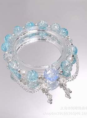 原创女孩琉璃手链甜美水晶玫瑰桃花手链学生精美简约款学生手串