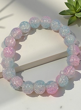 跨境电商多款式蛋白玉碎爆花琉璃手链学生盘玩串珠手串夜市摆摊