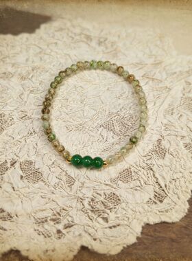 原创设计双圈水草仿绿玛瑙手串女新款国风复古碧绿玉色手链礼物女
