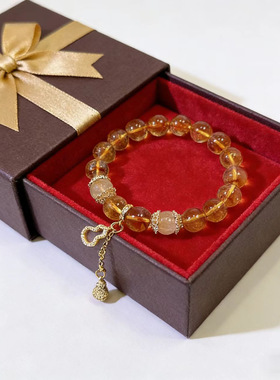 仿黄水晶小霸王双葫芦手链女款手链轻奢精致百搭仿黄水晶手串女