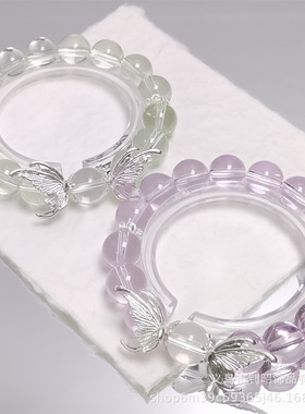 超仙大水晶彩色冰透玻璃串珠清凉手链甜美百搭鱼尾学生显白手串女